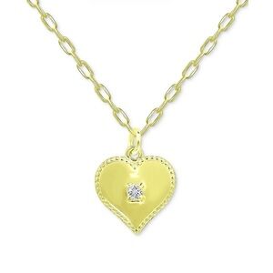 Giani Bernini Gold Heart Pendant Necklace with Clear Stone